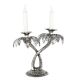 Silver Double Palm Tree Aluminium Candle Stand